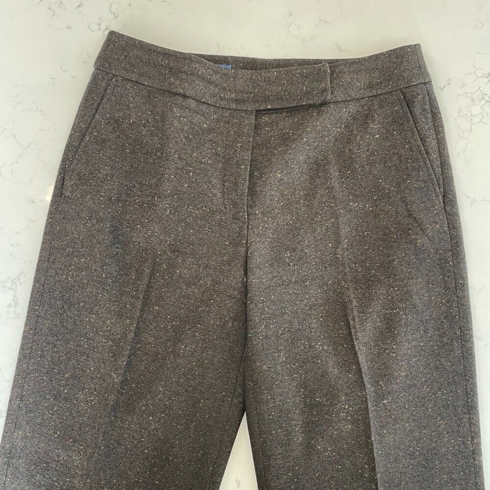 Faconnable Tweed Fall/Winter Lined Straight Leg Cuffed Wool Pants Brown Sz 8 - Picture 2 of 11